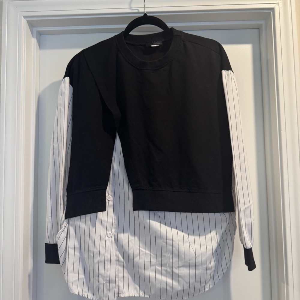 Black and White Striped Layered Shirt